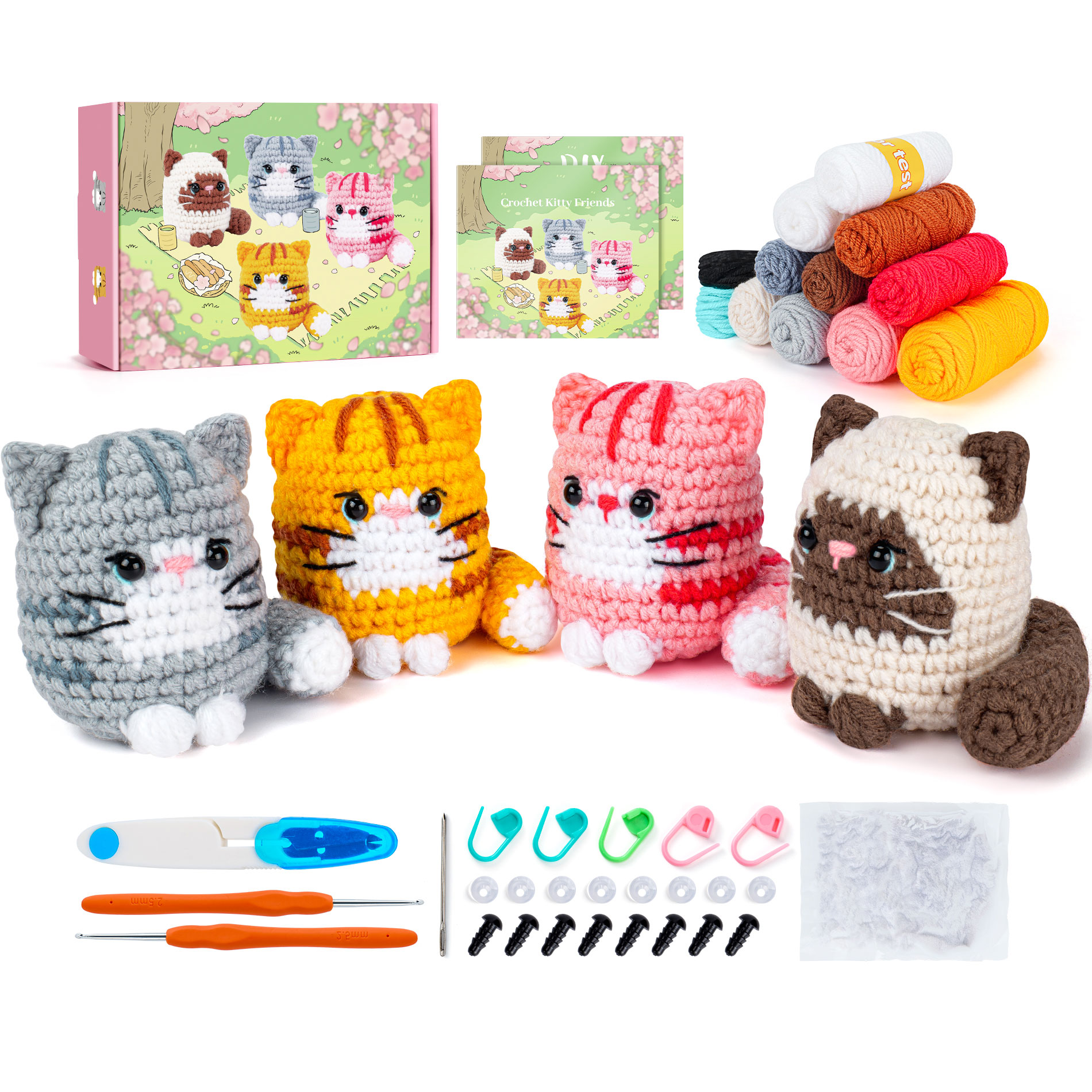 Fortuning's JDS Crochet Kit for Beginners Cat Crochet Animal Kit Complete Animal Crochet - Design number 6461513