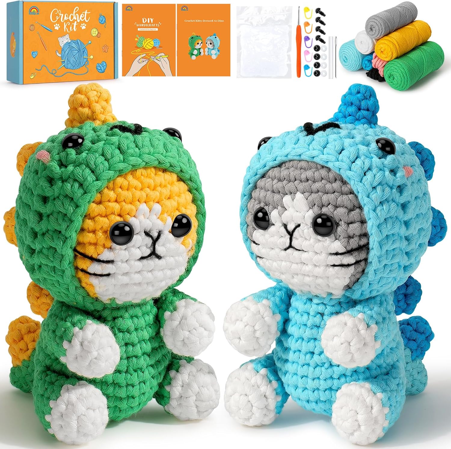 Crochet Kitty Dressed As Dino
